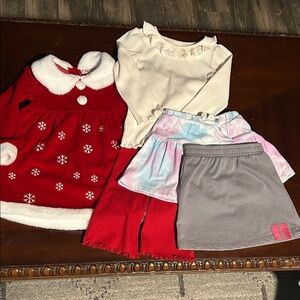 Red Snowflake Dress and Skirt Set